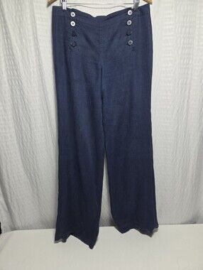Max Studio 100% Linen Wide Leg Sailor Pants. Ladies Size 8